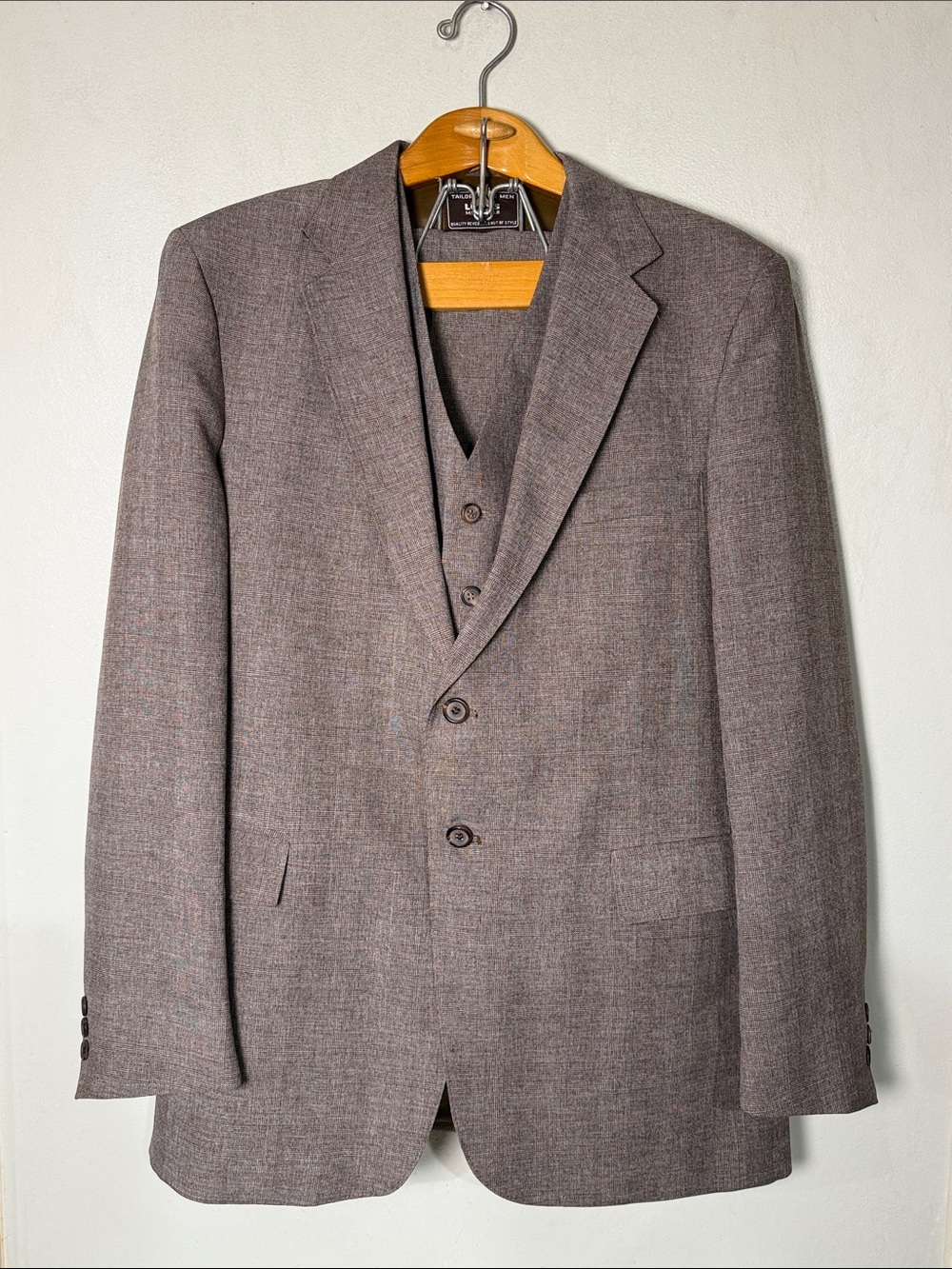 Vintage 1970’s Retro Tailored Levi’s Action Suit 3 Piece Set Classic Glen Plaid